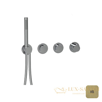 термостат для душа встраиваемый almar push modular e180433.hb, внешняя часть, на 2 выхода, латунь брашированная pvd