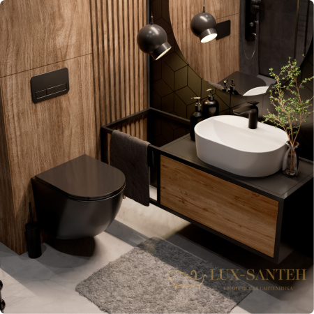 унитаз подвесной безободковый aquame aqm2002mb, с быстросъемным сиденьем softclose, черный матовый