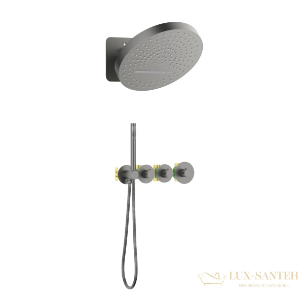 душевая система для душа термостатическая встраиваемая timo saona sx-2329/18sm, черное золото