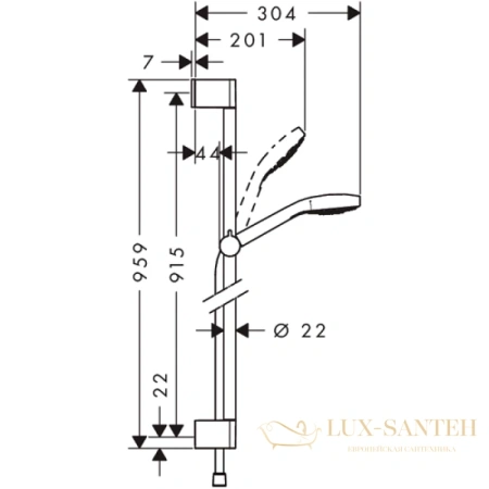 душевой набор hansgrohe croma select s vario 26572400 со штангой 90 см, белый/хром