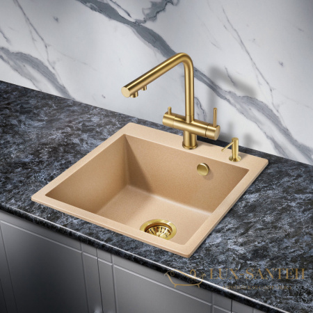 смеситель для кухни под фильтр milacio ultra mcu.559.gd, золото брашированне