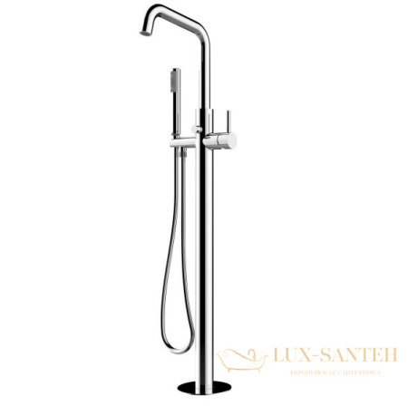 смеситель напольный для ванны bossini teo z00751.030, в комплекте со встроенной частью, хром