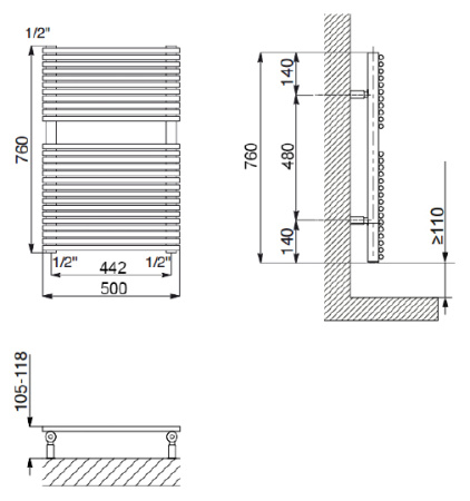 полотенцесушитель водяной cordivari elen 3551440133004 760/500, хром