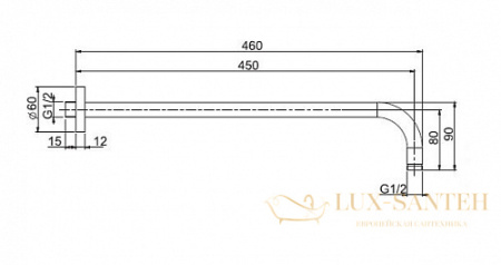 держатель верхнего душа 450 мм, fima carlo frattini showerhead f2138cs.45, черный хром брашированный