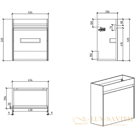 тумба под раковину belbagno pietra mini pietra mini-460-1a-so-scm-l 46 l подвесная, stucco cemento