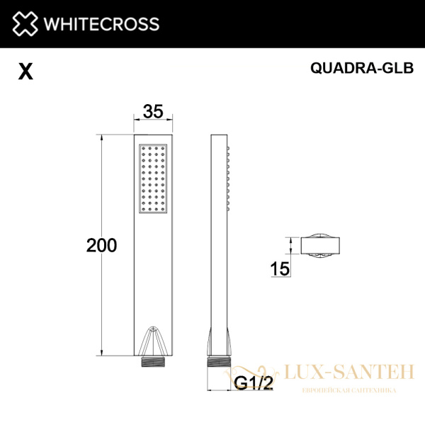 душевая лейка whitecross quadra-glb, брашированное золото