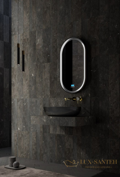 раковина накладная карбоновая abber karbon ak2041, 60х40 см, черный глянцевый