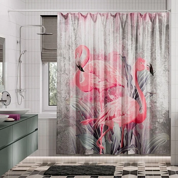 штора wasserkraft lossa sc-81104 для ванной комнаты, серый, розовый