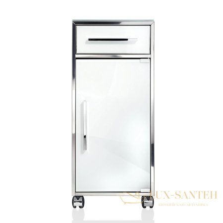 тумба decor walther rs1 0704270 на колёсиках, белый/нержавеющая сталь