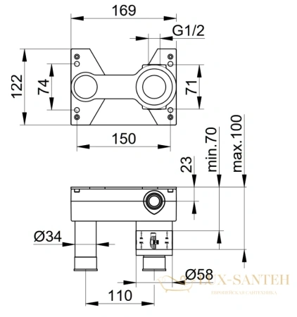 скрытая часть смесителя keuco edition 400 59916000070