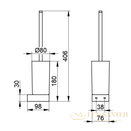 хрустальная колба для туалетного ершика keuco edition 300, 30064009000, хрусталь, белый матовый