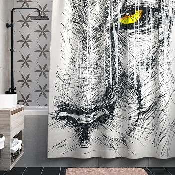 штора wasserkraft isar sc-73101 для ванной комнаты, белый, желтый, черный