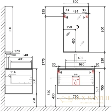 тумба jorno steal ste.01.75/p/da 75 см, древесный аттик/черный 