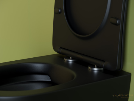 унитаз подвесной ceramica nova uno cn11001mb, безободковый, с сиденьем микролифт, черный матовый