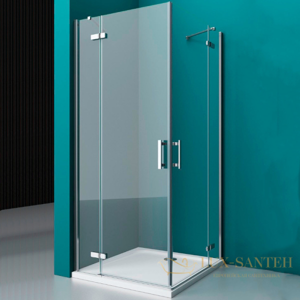 душевой уголок belbagno kraft kraft-ah-22-100/90-c-cr-l 100х90 см профиль хром, стекло прозрачное