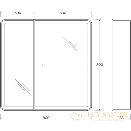 зеркальный шкаф belbagno marino spc-mar-800/800-2a-led-tch 80 см с подсветкой, белый