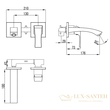 смеситель для раковины встраиваемый lemark unit lm4526c