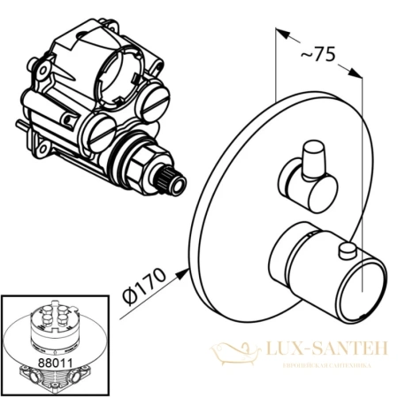 термостат kludi o-cean 388300545 для ванны, хром