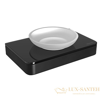 мыльница lemark glass line 9742039 с держателем, черный матовый/черное стекло