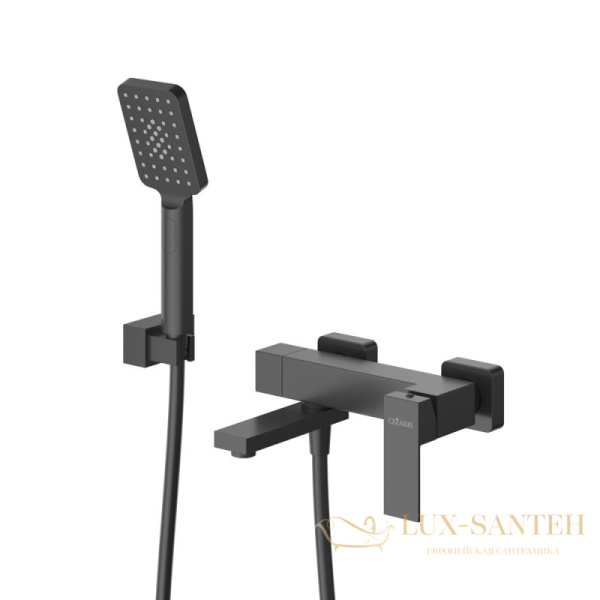 смеситель для ванны cezares slider-vd-nop, с ручным душем, черный матовый