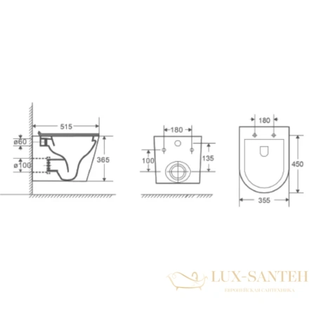 подвесной безободковый унитаз d&k venice dt1026016 с сиденьем микролифт, белый
