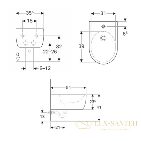 биде geberit icon 234000000 подвесное, белый