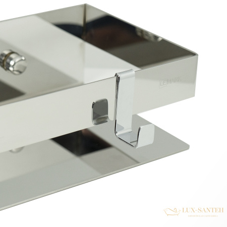 полка для душа lemark shelf line 9771052, 400 мм с крючками, хром