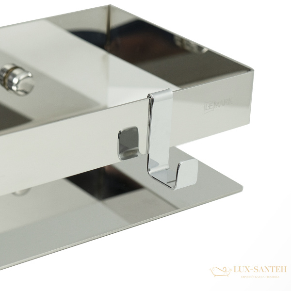 полка для душа lemark shelf line 9771052, 400 мм с крючками, хром
