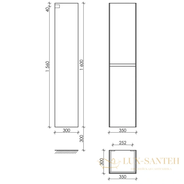 пенал sancos cento pcn35ke l/r подвесной, карпатская ель