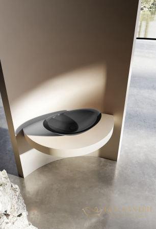 раковина накладная прозрачная abber kristall at2808onyx, 60,5х38 см, черный