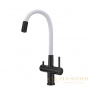 смеситель для кухни под фильтр с гибким изливом milacio ultra mcu.560.tbw, total black/белый