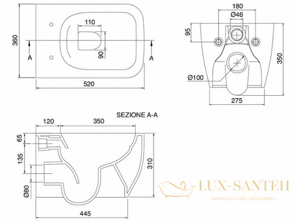 унитаз scarabeo teorema 2.0 5126/cl 52, подвесной безободковый без креплений и сиденья, sand