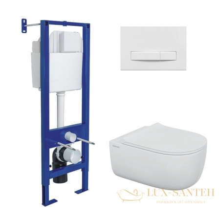 комплект berges 043358: подвесной унитаз ego xl с системой инсталляции atom 410 и панелью смыва, белый