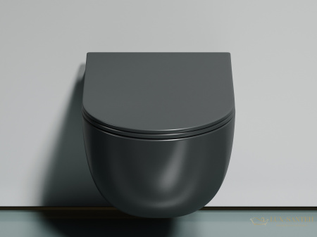 унитаз подвесной ceramica nova modena cn6063mdh безободковый, с сиденьем микролифт, антарцит темный матовый