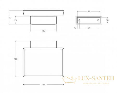 мыльница подвесная cezares slider-sods-nop, черный матовый