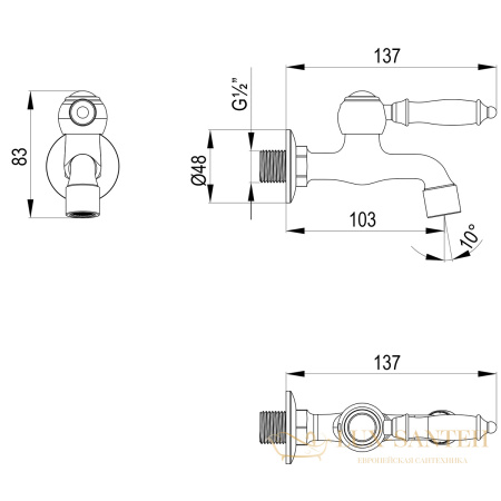 кран для бани lemark villa lm4890b, бронза