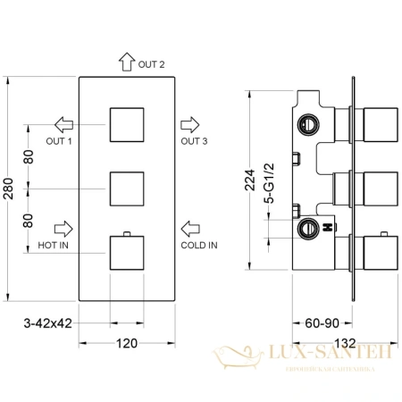 душевой комплект timo tetra-thermo sx-0199/00sm, хром