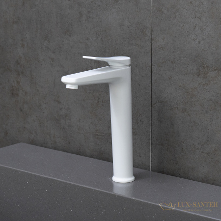 смеситель для раковины lemark bronx lm3709mw, с донным клапаном, белый матовый