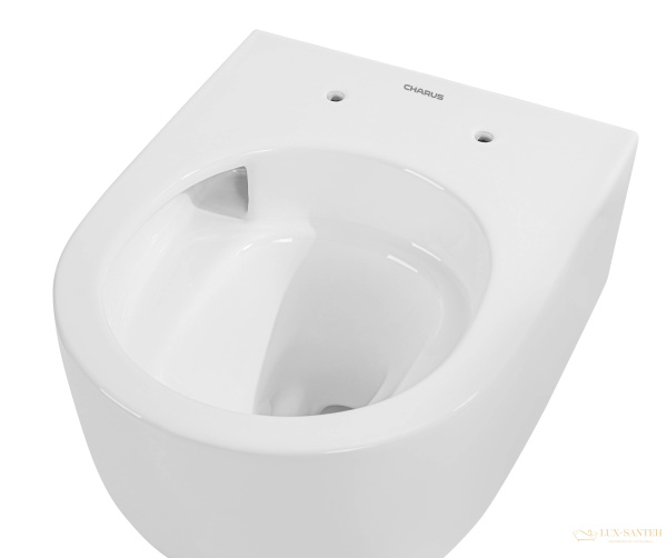 унитаз подвесной безободковый charus elmo rimless tornado ewc700-124w, с быстросъемной крышкой с сиденьем, микролифт,белый глянцевый