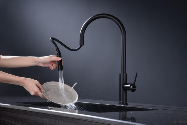 смеситель для кухни сенсорный с выдвижным изливом paulmark senso se215180-an, антрацит