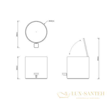 мусорное ведро с педалью 9 л, decor walther te 50, 0615450, белый матовый