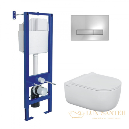 комплект berges 043356: подвесной унитаз ego xl с системой инсталляции atom 410 и панелью смыва, хром глянцевый