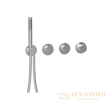 термостат для душа встраиваемый almar push modular e180433.316, внешняя часть, на 2 выхода, нержавеющая сталь брашированная