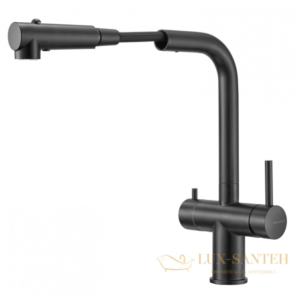 смеситель для кухни под фильтр с выдвижным изливом milacio mcu.561.tb, total black