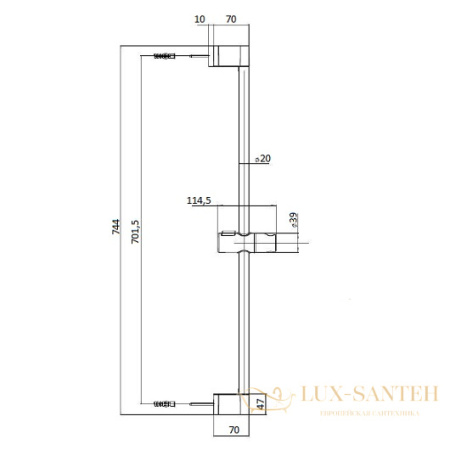 душевой набор bossini syncronia/2 de8008.030 штанга 700 мм, хром