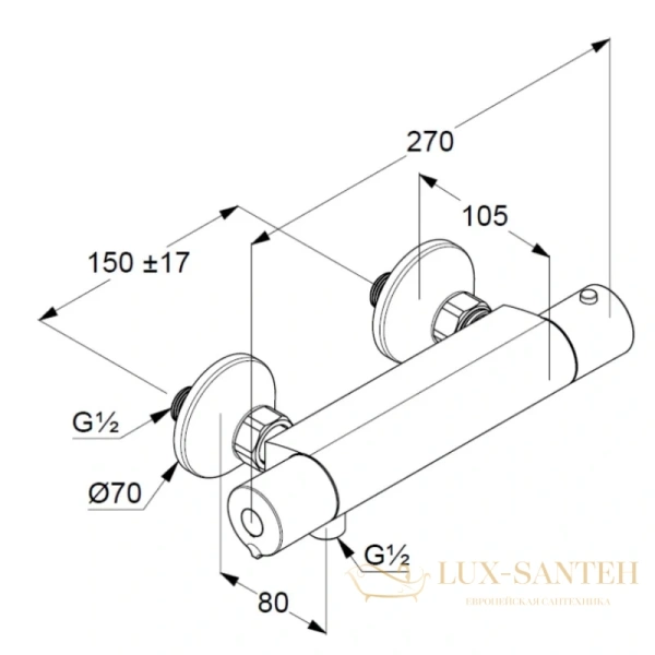 термостат kludi basic 350020538 для душа, хром