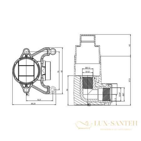 встраиваемая часть almar e134008, для вывода ручного душа