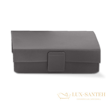 контейнер с крышкой настольный decor walther nappa utbd, 0938693, натуральная кожа, дымчато-серый