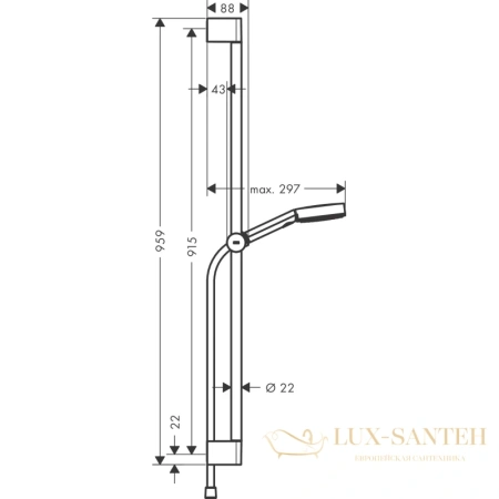 душевой гарнитур hansgrohe pulsify relaxation 105 3jet 24171000 ecosmart, хром