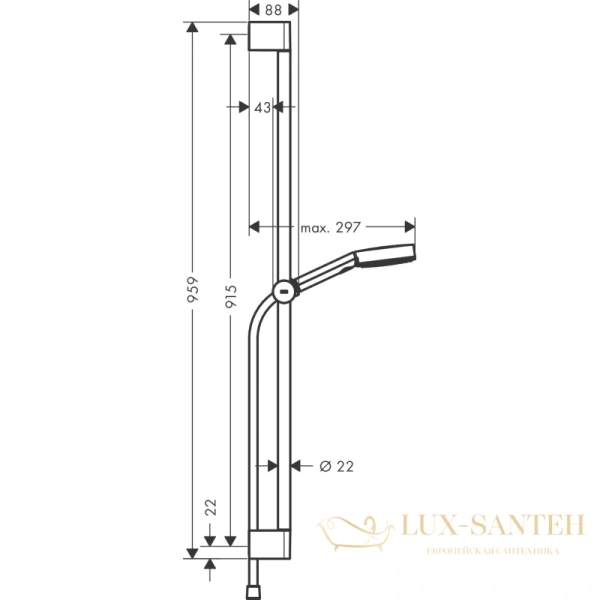 душевой гарнитур hansgrohe pulsify relaxation 105 3jet 24171700 ecosmart, матовый белый